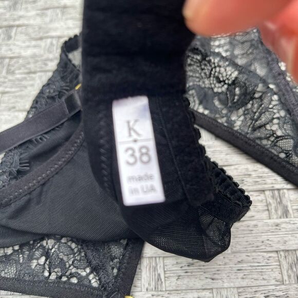 Garter belt, black, lace decorated, 4 suspenders, size Small - Picture 2 of 7